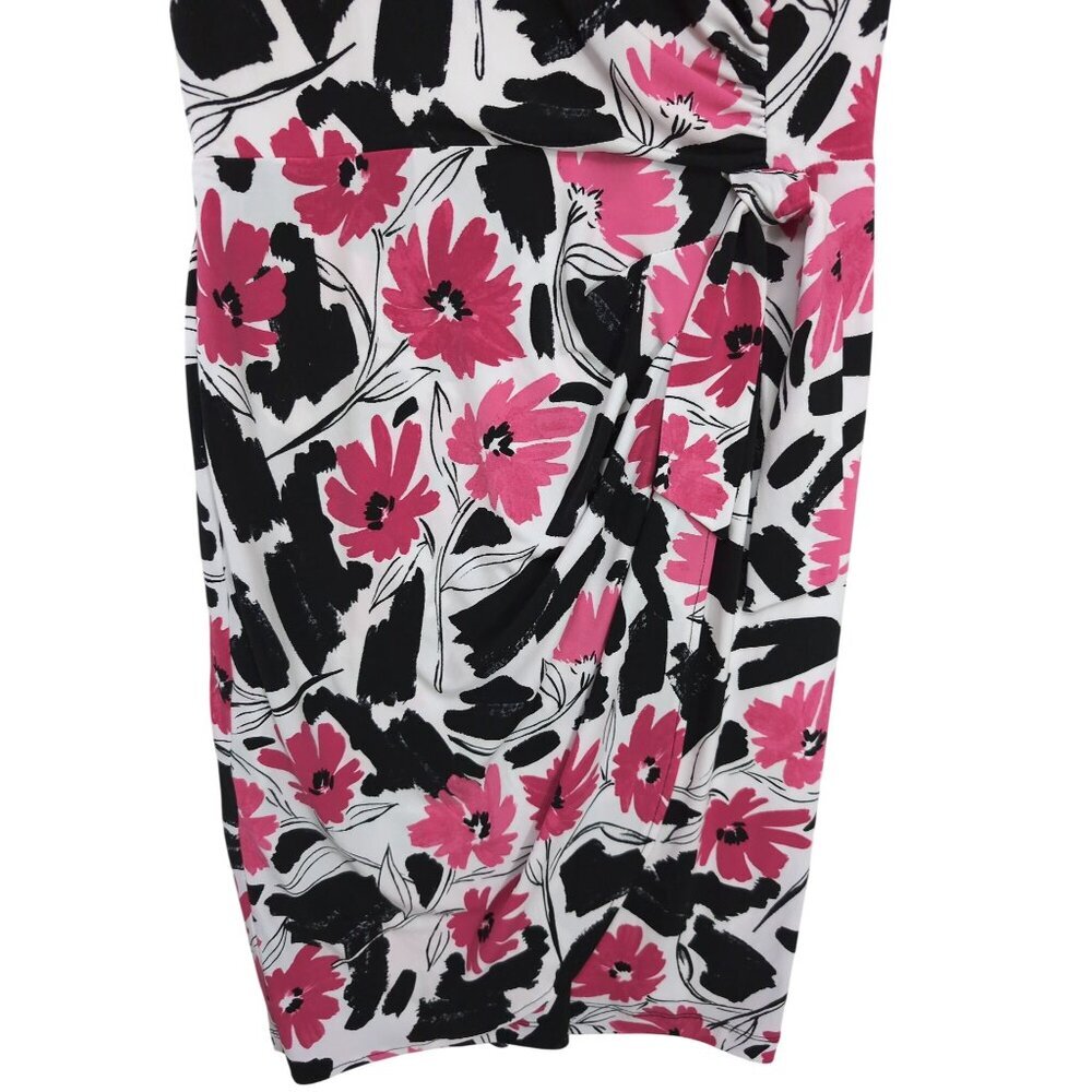 Joseph Ribkoff Sheath Dress Womens 8‎ Floral Short Sleeve Faux Wrap Career Event - Picture 6 of 11